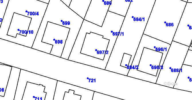 Parcela st. 697/2 v KÚ Jilemnice, Katastrální mapa