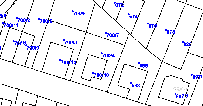 Parcela st. 700/4 v KÚ Jilemnice, Katastrální mapa