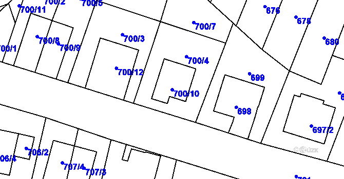 Parcela st. 700/10 v KÚ Jilemnice, Katastrální mapa