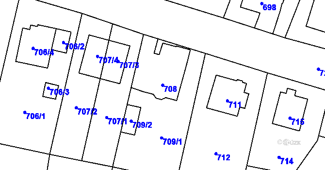 Parcela st. 708 v KÚ Jilemnice, Katastrální mapa