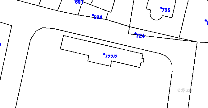 Parcela st. 722/2 v KÚ Jilemnice, Katastrální mapa