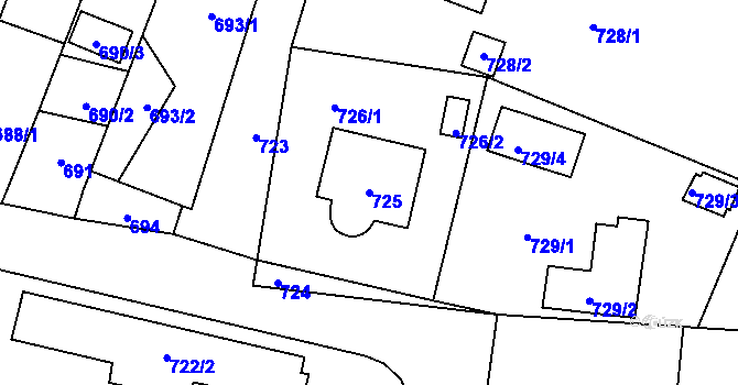 Parcela st. 725 v KÚ Jilemnice, Katastrální mapa