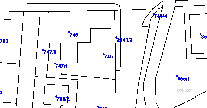 Parcela st. 745 v KÚ Jilemnice, Katastrální mapa
