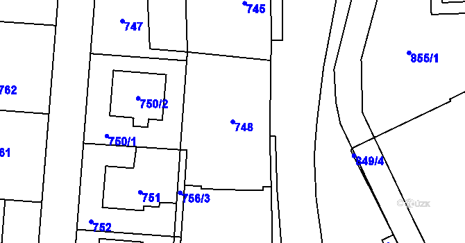 Parcela st. 748 v KÚ Jilemnice, Katastrální mapa