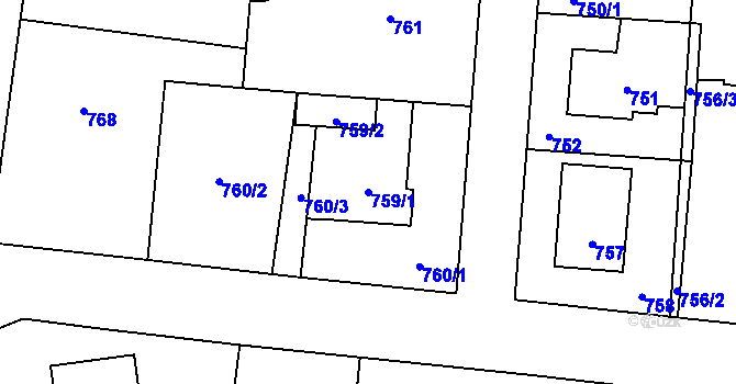 Parcela st. 759/1 v KÚ Jilemnice, Katastrální mapa