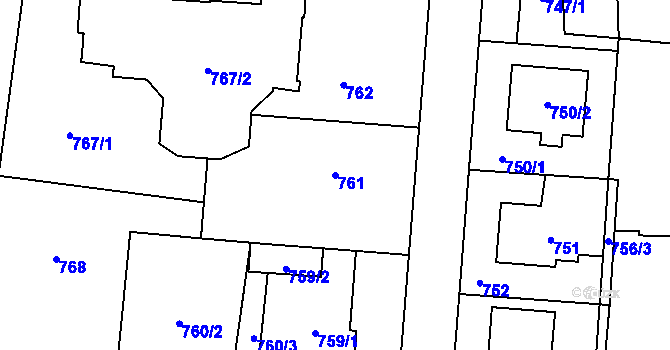 Parcela st. 761 v KÚ Jilemnice, Katastrální mapa