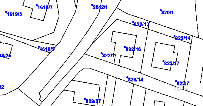 Parcela st. 822/1 v KÚ Jilemnice, Katastrální mapa