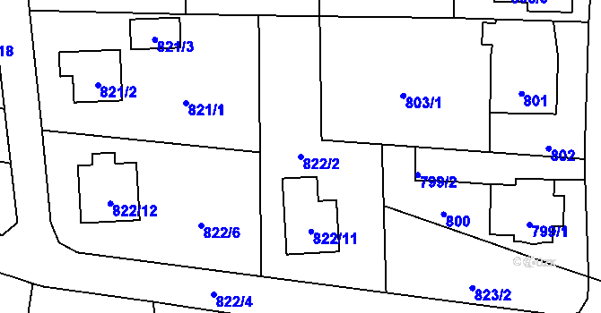 Parcela st. 822/2 v KÚ Jilemnice, Katastrální mapa