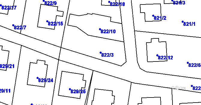 Parcela st. 822/3 v KÚ Jilemnice, Katastrální mapa