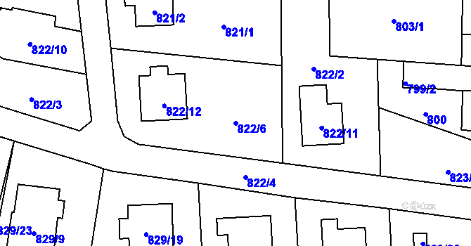Parcela st. 822/6 v KÚ Jilemnice, Katastrální mapa