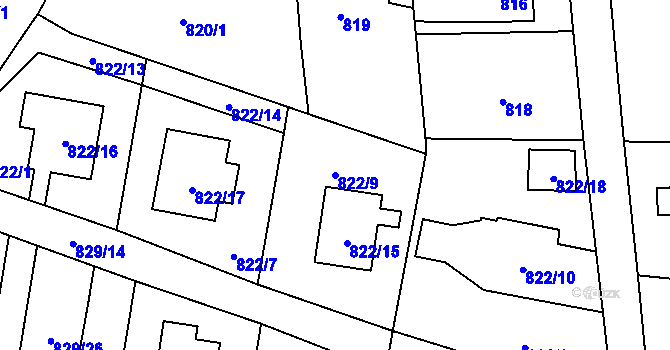 Parcela st. 822/9 v KÚ Jilemnice, Katastrální mapa