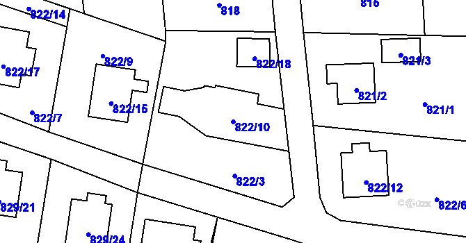 Parcela st. 822/10 v KÚ Jilemnice, Katastrální mapa