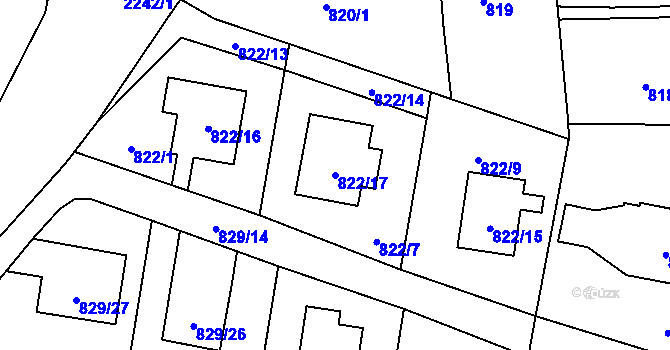Parcela st. 822/17 v KÚ Jilemnice, Katastrální mapa