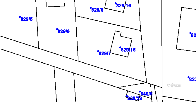 Parcela st. 829/7 v KÚ Jilemnice, Katastrální mapa