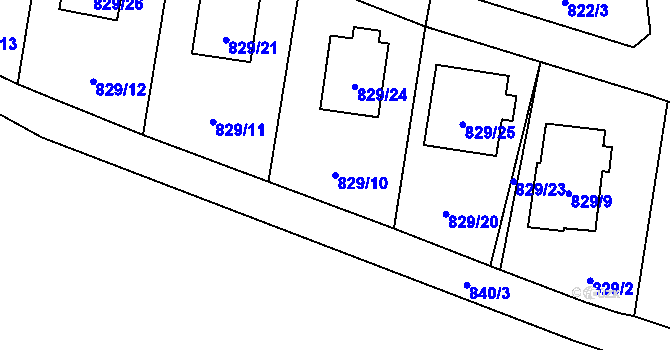 Parcela st. 829/10 v KÚ Jilemnice, Katastrální mapa