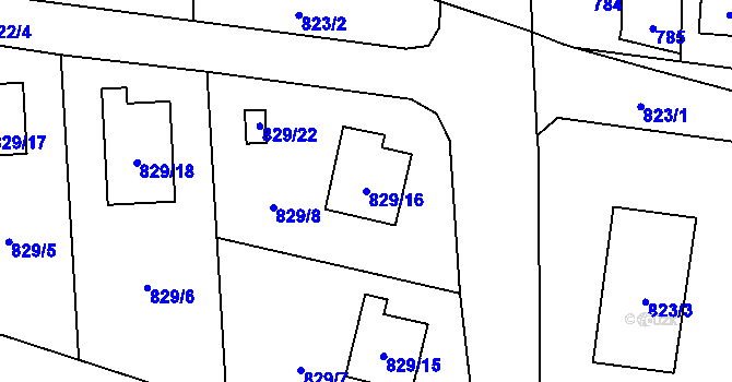 Parcela st. 829/16 v KÚ Jilemnice, Katastrální mapa
