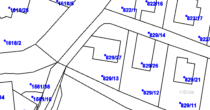 Parcela st. 829/27 v KÚ Jilemnice, Katastrální mapa