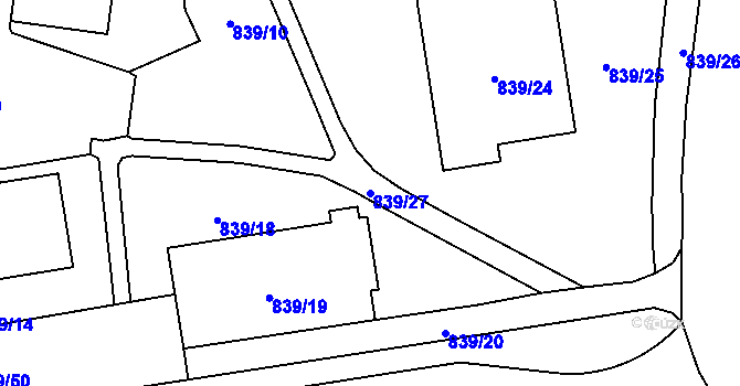 Parcela st. 839/27 v KÚ Jilemnice, Katastrální mapa