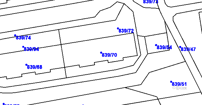 Parcela st. 839/70 v KÚ Jilemnice, Katastrální mapa