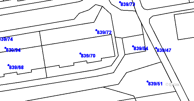 Parcela st. 839/71 v KÚ Jilemnice, Katastrální mapa