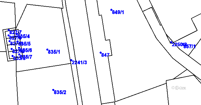 Parcela st. 847 v KÚ Jilemnice, Katastrální mapa