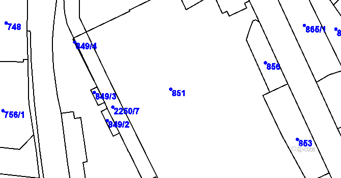 Parcela st. 851 v KÚ Jilemnice, Katastrální mapa