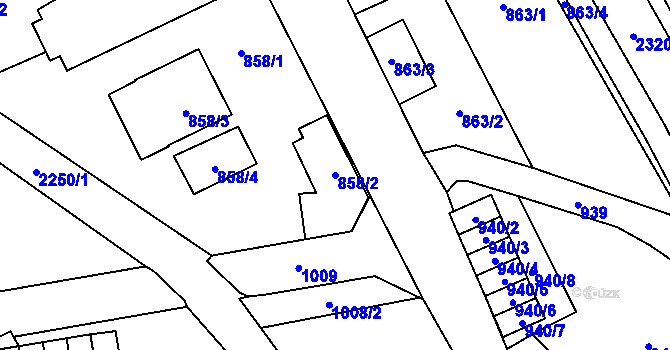 Parcela st. 858/2 v KÚ Jilemnice, Katastrální mapa