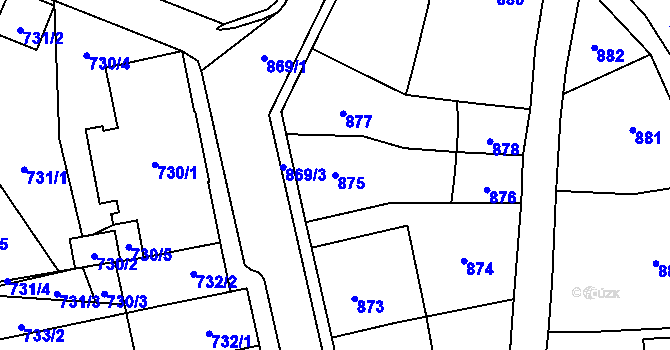 Parcela st. 875 v KÚ Jilemnice, Katastrální mapa
