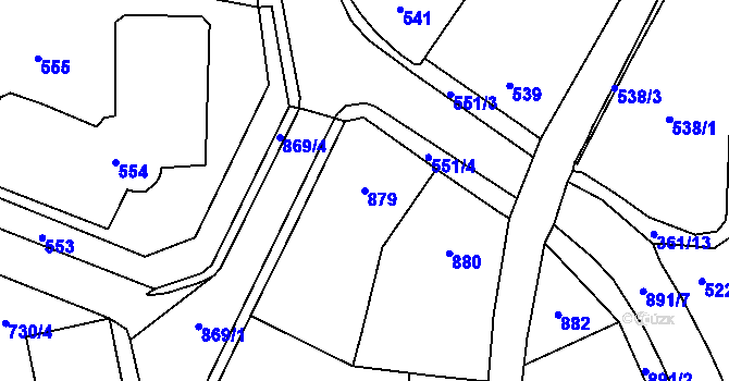 Parcela st. 879 v KÚ Jilemnice, Katastrální mapa