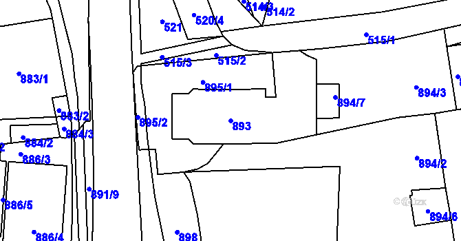 Parcela st. 893 v KÚ Jilemnice, Katastrální mapa