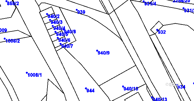 Parcela st. 940/9 v KÚ Jilemnice, Katastrální mapa