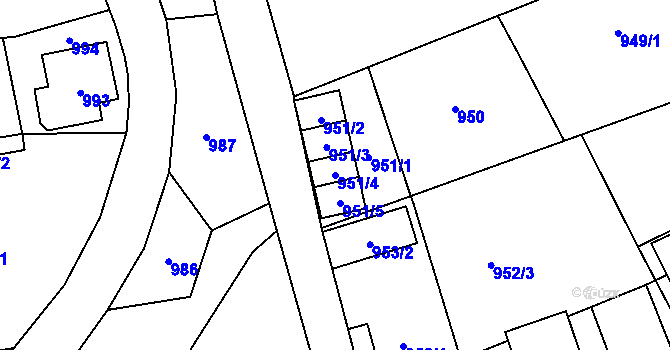 Parcela st. 951/4 v KÚ Jilemnice, Katastrální mapa