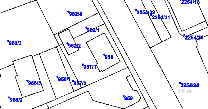 Parcela st. 958 v KÚ Jilemnice, Katastrální mapa