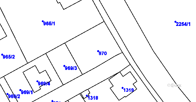Parcela st. 970 v KÚ Jilemnice, Katastrální mapa
