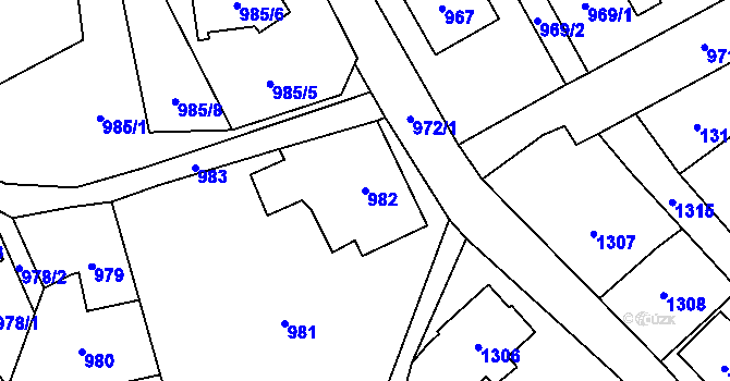 Parcela st. 982 v KÚ Jilemnice, Katastrální mapa