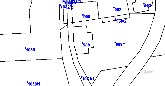 Parcela st. 988 v KÚ Jilemnice, Katastrální mapa