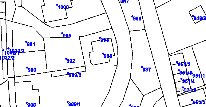 Parcela st. 993 v KÚ Jilemnice, Katastrální mapa