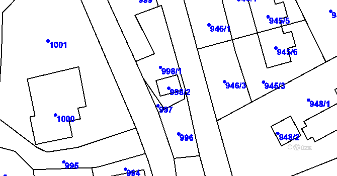 Parcela st. 998/2 v KÚ Jilemnice, Katastrální mapa