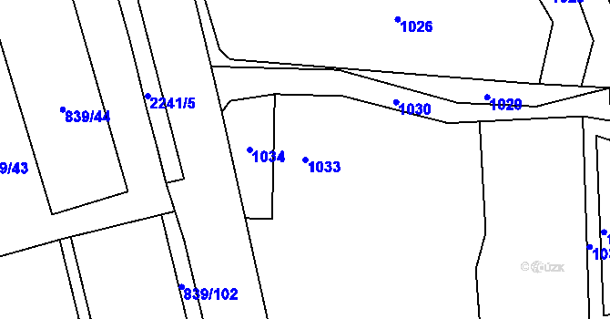 Parcela st. 1033 v KÚ Jilemnice, Katastrální mapa