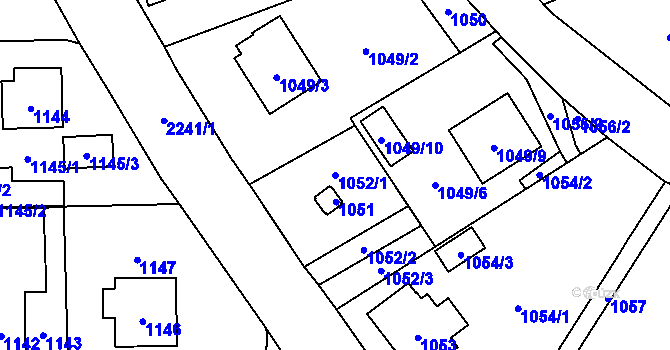 Parcela st. 1052/1 v KÚ Jilemnice, Katastrální mapa