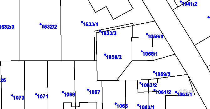 Parcela st. 1058/2 v KÚ Jilemnice, Katastrální mapa