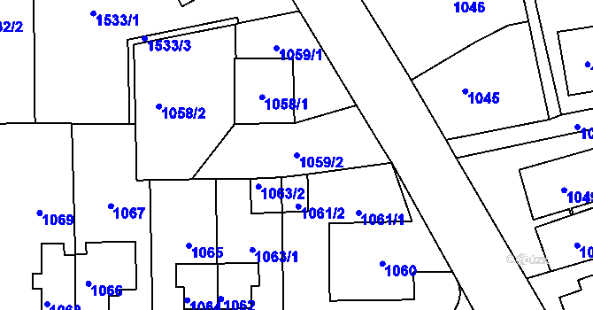 Parcela st. 1059/2 v KÚ Jilemnice, Katastrální mapa