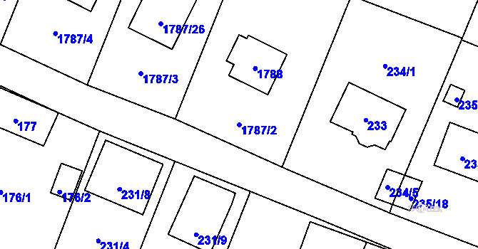 Parcela st. 1787/2 v KÚ Jilemnice, Katastrální mapa