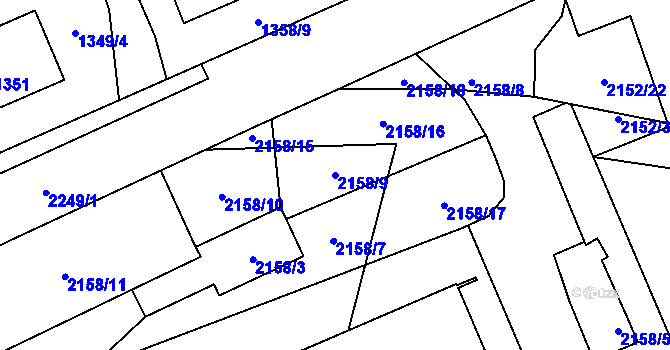 Parcela st. 2158/9 v KÚ Jilemnice, Katastrální mapa