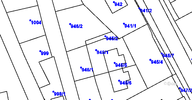 Parcela st. 945/1 v KÚ Jilemnice, Katastrální mapa