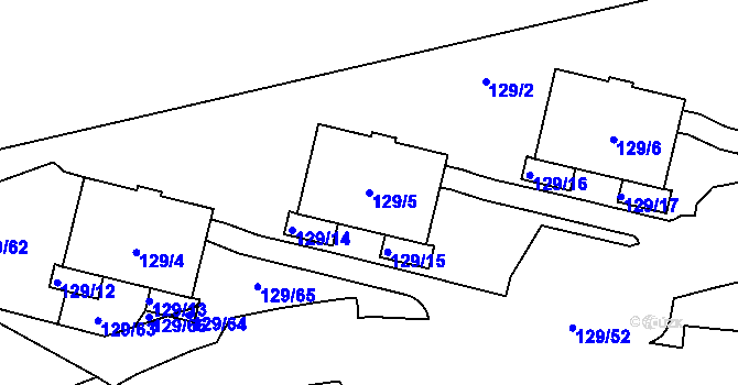 Parcela st. 129/5 v KÚ Jilemnice, Katastrální mapa