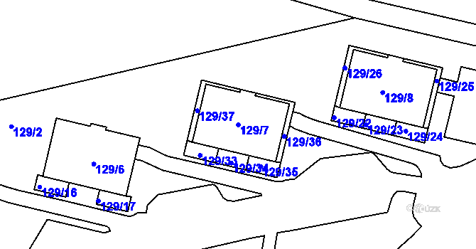 Parcela st. 129/7 v KÚ Jilemnice, Katastrální mapa