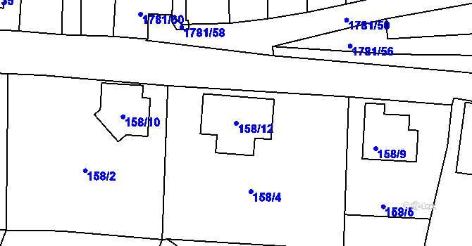 Parcela st. 158/12 v KÚ Jilemnice, Katastrální mapa
