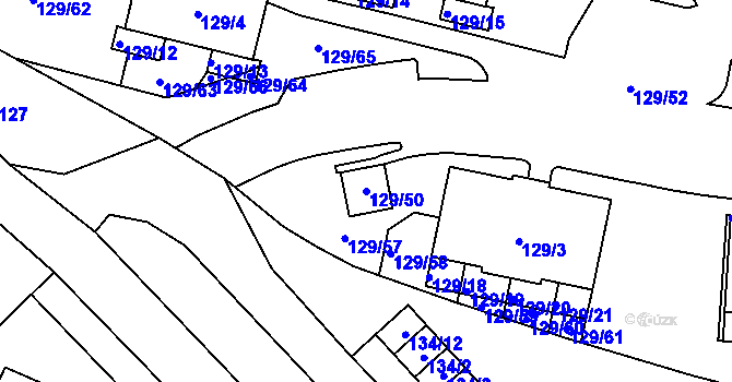 Parcela st. 129/50 v KÚ Jilemnice, Katastrální mapa