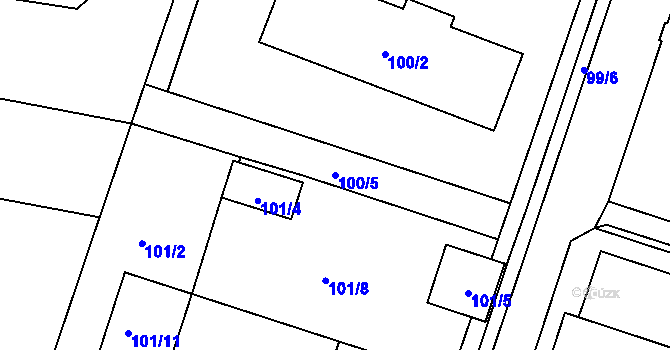 Parcela st. 100/5 v KÚ Jilemnice, Katastrální mapa